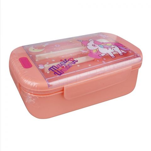 Kids Lunch Box With Spoon & Fork, Pink, 0339Kt
