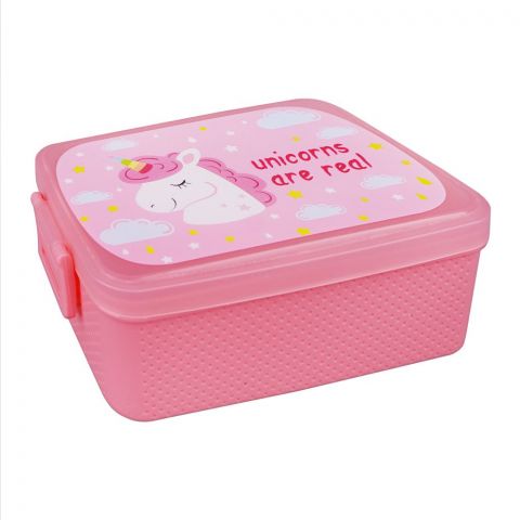 Unicorn Plastic Lunch Box, Light Pink, Tq28-31