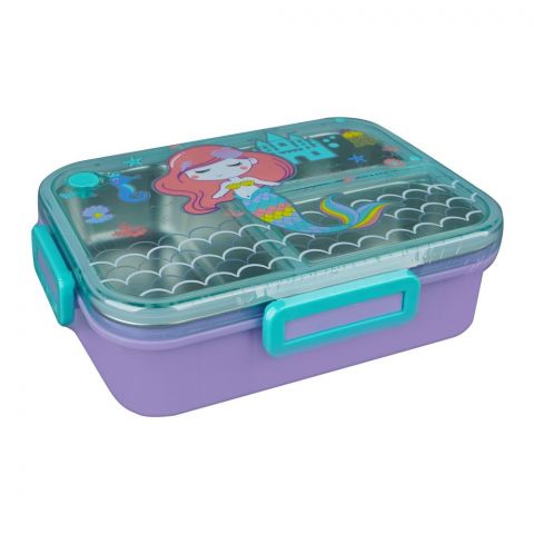 Stainless Steel Lunch Box, 3 Compartments, 800ml, Purple, 13.3 (W) x 19.5cm (H) x 5cm (D), U2087