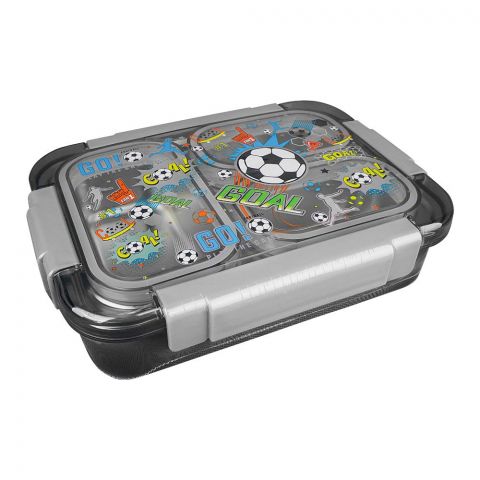 Stainless Steel Lunch Box With 3 Compartments, 710ml Capacity, Black, U2086