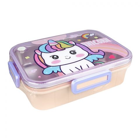 Stainless Steel Lunch Box With Spoon & Chop Stick, Pink, 25329