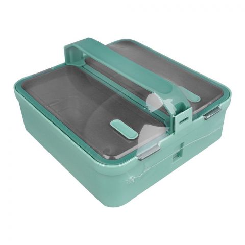 Stainless Steel Lunch Box With 2 Compartments, 1100ml Capacity, Sea Green, Yk-117
