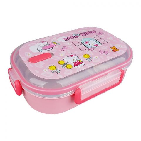 Stainless Steel Lunch Box With 2 Compartments & Cutlery, Pink, 113-Ca