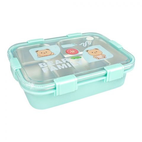 Stainless Steel Lunch Box With 2 Compartments & Cutlery, 850ml Capacity, Sky Blue, 7087