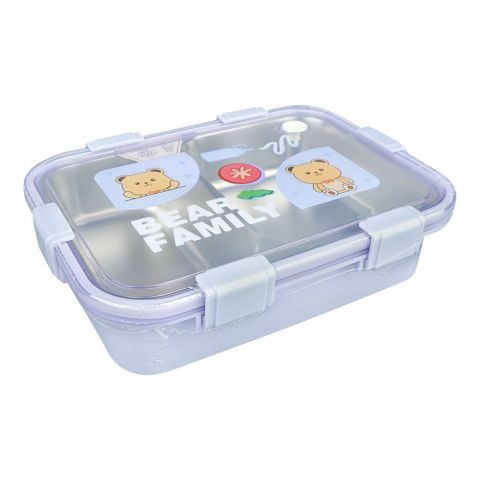 Stainless Steel Lunch Box With 2 Compartments & Cutlery, 850ml Capacity, Purple, 7087