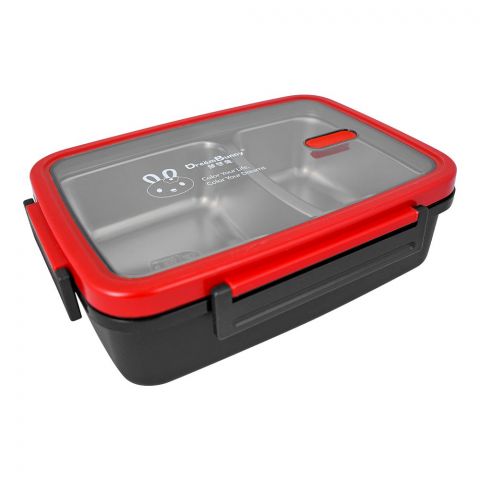 Stainless Steel Lunch Box With 2 Compartments, 1200ml Capacity, Black, Yc90101