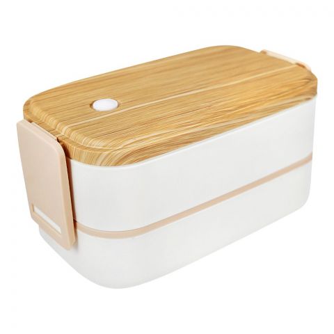 Stainless Steel 2 Layer Lunch Box, 1400ml Capacity, White, 90069