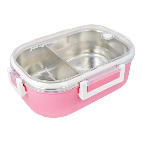 Stainless Steel Lunch Box With 2 Compartments & Cutlery, 980ml Capacity, BPA Free, Pink, 980-Mc
