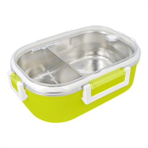 Stainless Steel Lunch Box With 2 Compartments & Cutlery, 980ml Capacity, BPA Free, Green, 980-Mc