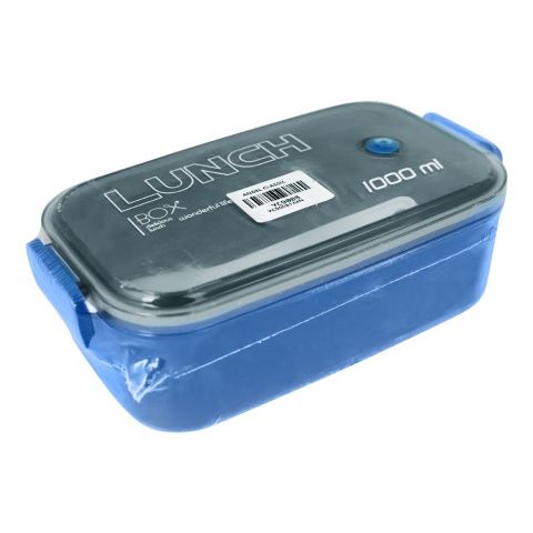 Plastic Lunch Box With 2 Compartments & Cutlery, 1000ml Capacity, Blue, Yc9008
