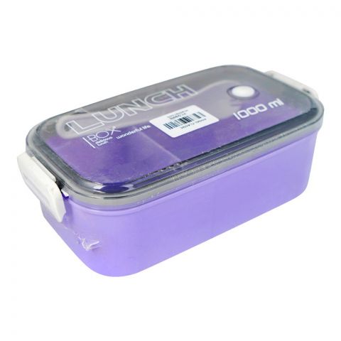Plastic Lunch Box With 2 Compartments & Cutlery, 1000ml Capacity, Purple, Yc9008