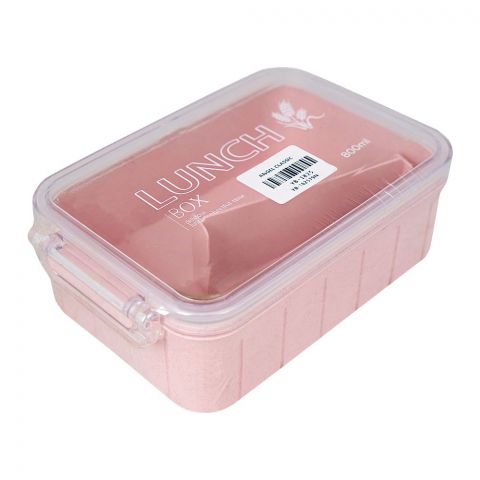 Plastic Lunch Box With Cutlery, 800ml Capacity, Pink, Yb-1825