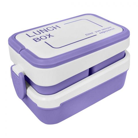 Plastic Lunch Box Including 3 Separate Rooms On 2 Levels With Own Handle, 1500ml Capacity, Purple, K-812