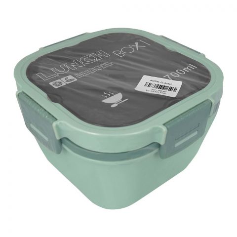 Plastic Double Layer Lunch Box With Cutlery, 1700ml Capacity, Sea Green, Yc-9030