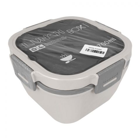 Plastic Double Layer Lunch Box With Cutlery, 1700ml Capacity, White, Yc-9030