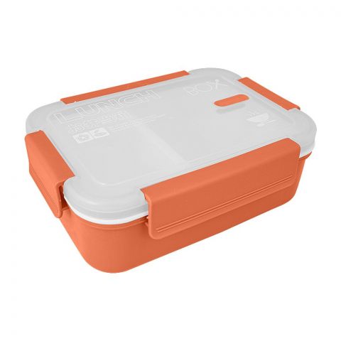 Stainless Steel Lunch Box With 2 Compartments, Leakproof, Orange, 88211