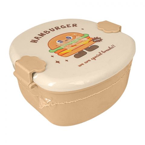 Burger Plastic Lunch Box With 3 Compartments, Cream, 20706-28