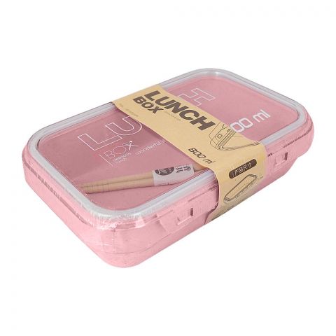 Plastic Lunch Box With Cutlery, 800ml Capacity, Pink, Yb-1211