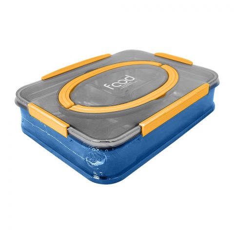 Stainless Steel Lunch Box With 3 Compartments & Cutlery, Blue, 2523C