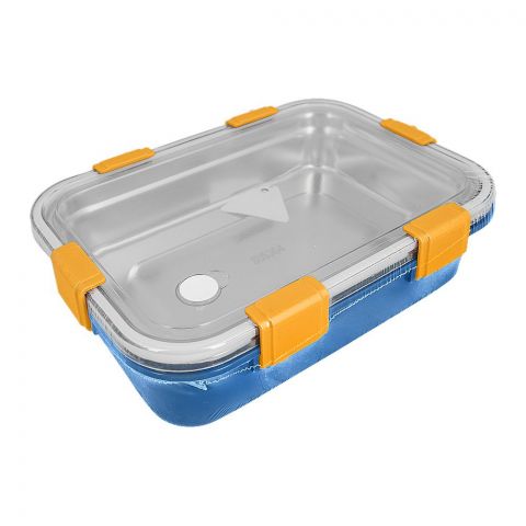 Stainless Steel Lunch Box With 3 Compartments, 850ml Capacity, Blue, 70691