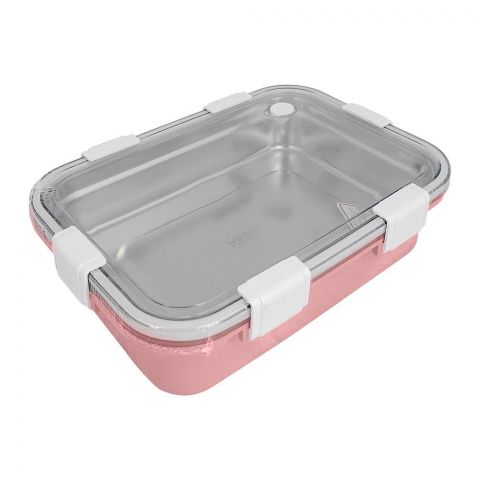 Stainless Steel Lunch Box With 3 Compartments, 850ml Capacity, Pink, 70691