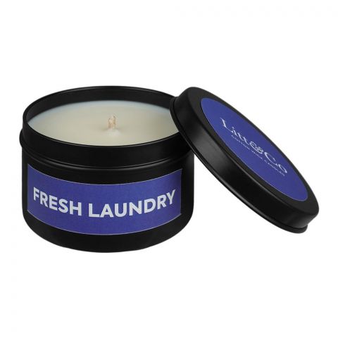 Litt & Co Fresh Laundry Fragranced Candle, Cotton Wick Candle, Burn Time 25 Hours