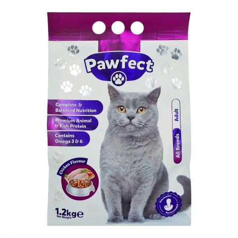 Pawfect Adult Cat Food Chicken, Contains Omega 3&6, 1.2kg