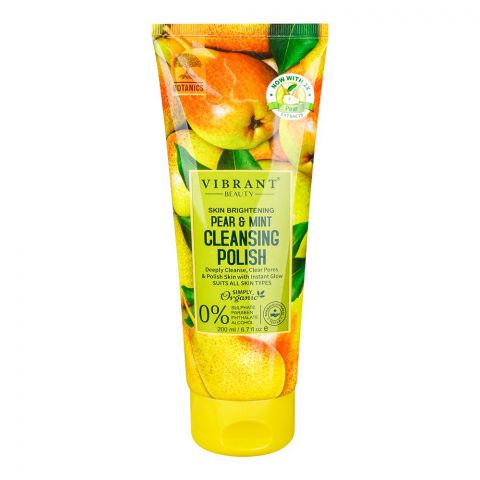Vibrant Beauty Skin Brightening Pear & Mint Cleansing Polish, For All Skin Types, Sulphate, Paraben & Phthalate Free, 200ml