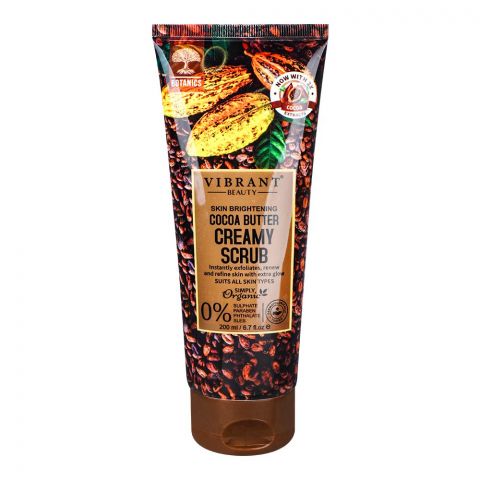 Vibrant Beauty Skin Brightening Cocoa Butter Creamy Scrub, For All Skin Types, Sulphate, Paraben & Phthalate Free, 200ml