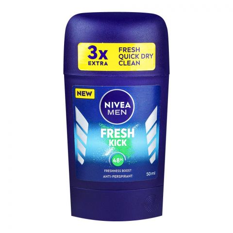 Nivea Fresh Kick Antiperspirant Deodorant Stick, 48 Hours Lasting, For Men, 50ml