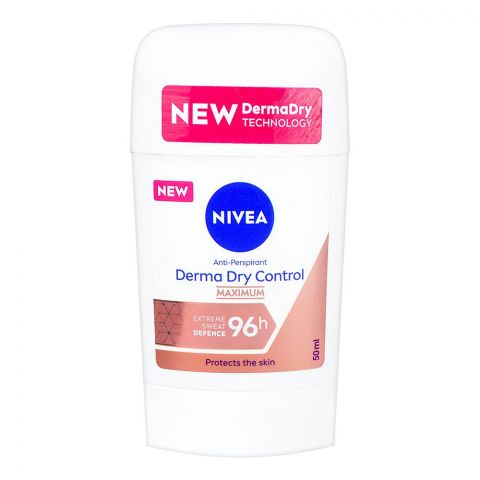 Nivea Derma Dry Control Maximum Antiperspirant Deodorant Stick, 96 Hours Lasting, For Men, 50ml