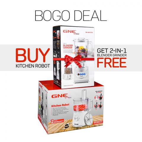 Gaba National Kitchen Robot, 600W, GN-5024/21 With Free 2 In 1 Blender Grinder, 350W, 1500ml, GN2817/24