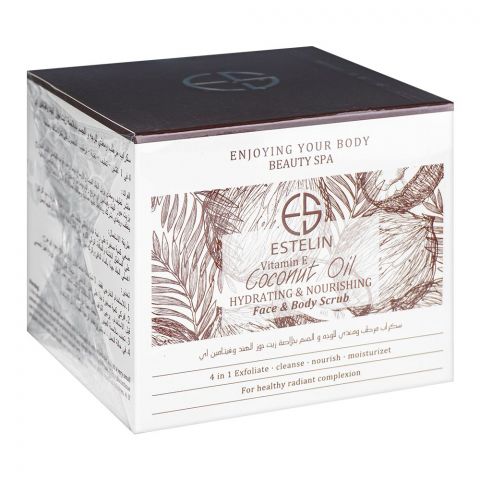 Estelin Vitamin E And Coconut Oil Hydrating & Nourishing Face & Body Scrub, 250gm