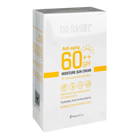 Dr.Rashel Anti-Aging Moisture Sun Cream, SPF 60++, No White Cast Sunscreen, Prevents Dark Spots, 60gm