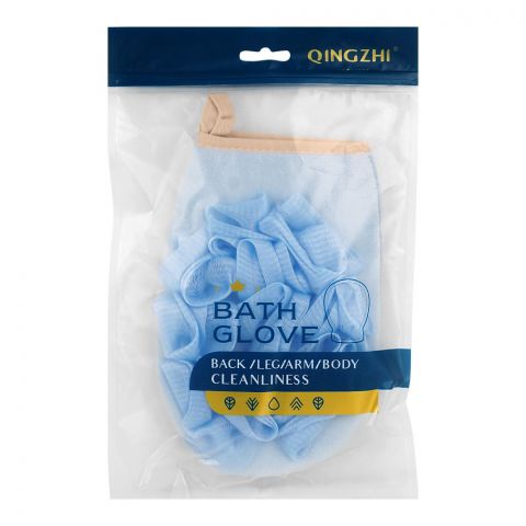 Qingzhi Loofah Bath Glove, Blue, 1-Piece, 34539-4