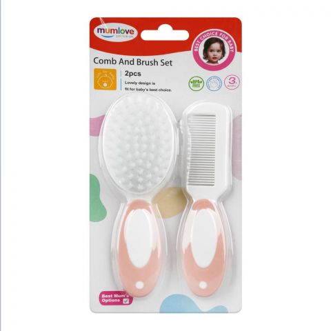 Mum Love Baby Hair Brush Set, BPA Free, For 3+ Months, Pink, 2-Pack, A-23