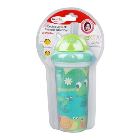 Mum Love Double Layer PP Thermal Water Cup, BPA Free, For 12+ Months, Green, 260ml, C6220