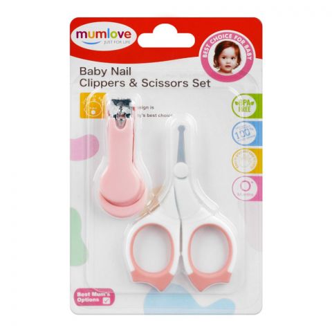 Mum Love Baby Nail Clippers & Scissors Set, BPA Free, Pink, 309-C