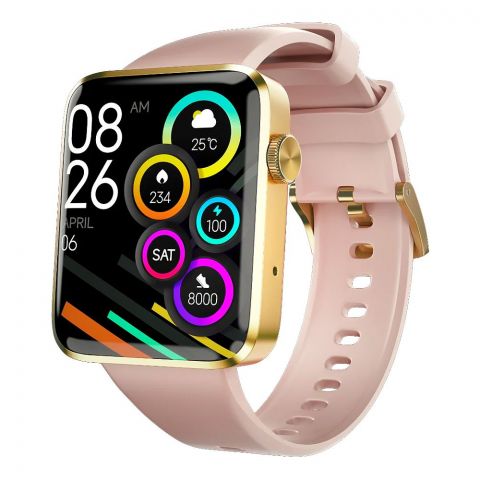 Zero 1.9" HD Display Legend Smart Watch, Crown Rotation, 500+ Watch Faces, 6 Days Battery, Pink Rose Strap