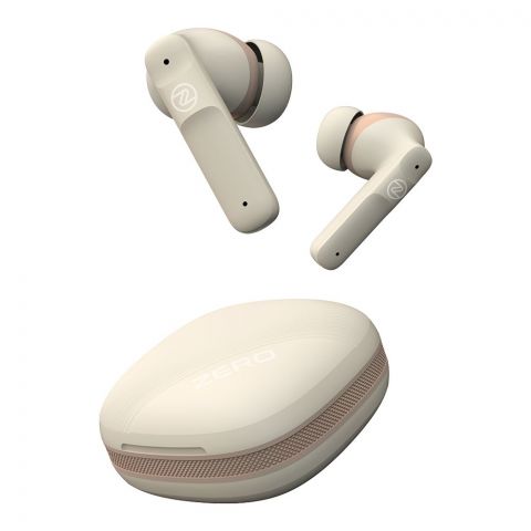 Zero Pulse Z ENC Wireless Earbuds, Upto 24 Hours Play Time, 400mAh Box Battery, 40mAh Earbuds Battery, Ivory White & Apricot