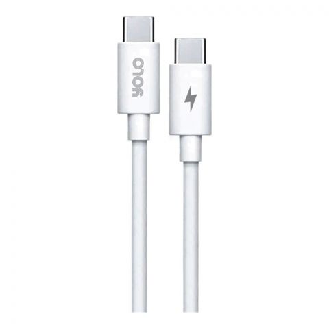 Yolo Type-C To Type-C Cable, Pure Copper, Fast Charging, 3A High Current, White, YDC-01C
