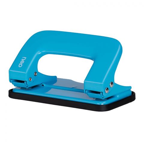 Deli Metal Hole Punch Machine With Lock, 5.5mm Hole Size, 12mm Depth, 80mm Gap, 10 Sheet Limit, Small, Blue, E0136