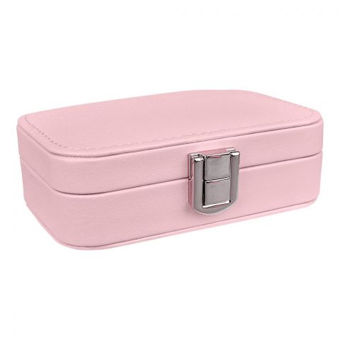 Inaaya Portable Leather Jewelry Storage Organizer Box For Rings, Earrings & Necklaces, Baby Pink, 100782