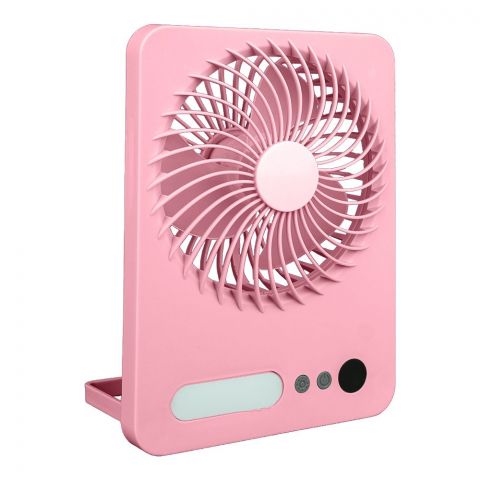 Inaaya Folding Lamp Fan With USB, Three Wind Speed, Led Light & Front Digital Display, 5.5W, Pink, 101330