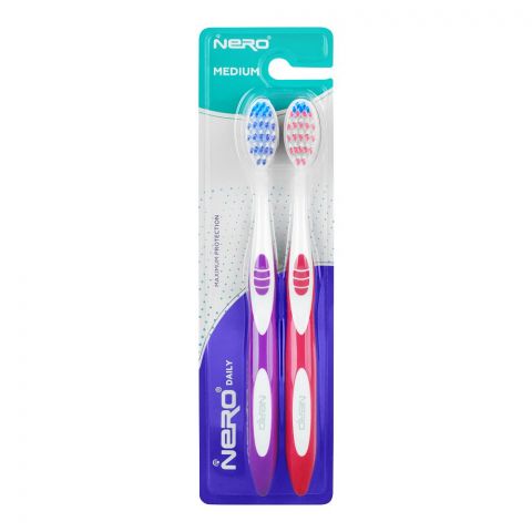 Nero Daily Medium Toothbrush, Twin Pack, K-406