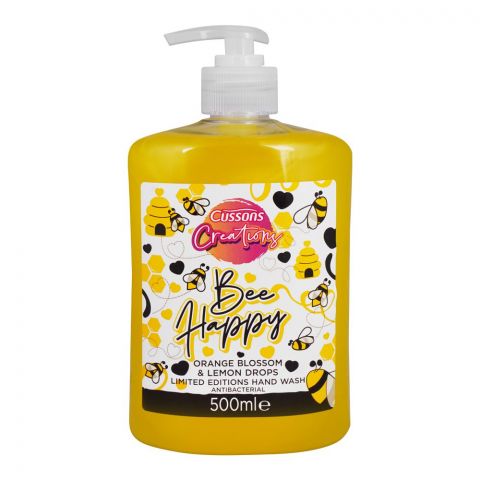 Cussons Creations Bee Happy Orange Blossom & Lemon Drop Antibacterial Hand Wash, 500ml