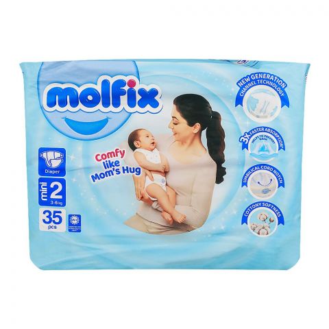 Molfix Diaper, Mini No-2, 3-6 kg, 35-Pack