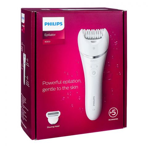 Philips 8000 Series Wet & Dry Cordless Epilator With Shaving Head, +5 Accessories, BRE710/01