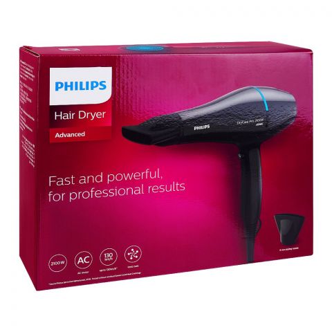 Philips Advanced Hair Dryer, 9mm Styling Nozzle, Ionic Care, 2100W, AC Motor, 130km/h, BHD272