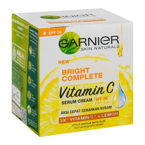 Garnier Bright Complete Fairness Serum Cream With 3XVitaminn C + Lemon, SPF-36, PA+++, 50ml